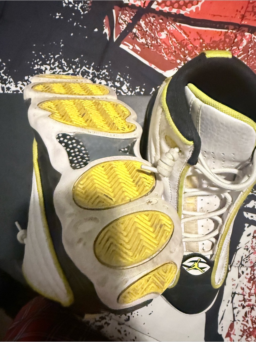 Jordan Kids White and Yellow Basketball Sneakers
